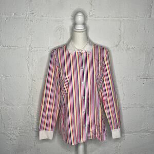 Kate Spade Women's Multicolor Striped Bow Long Sleeve Button Shirt Size 6